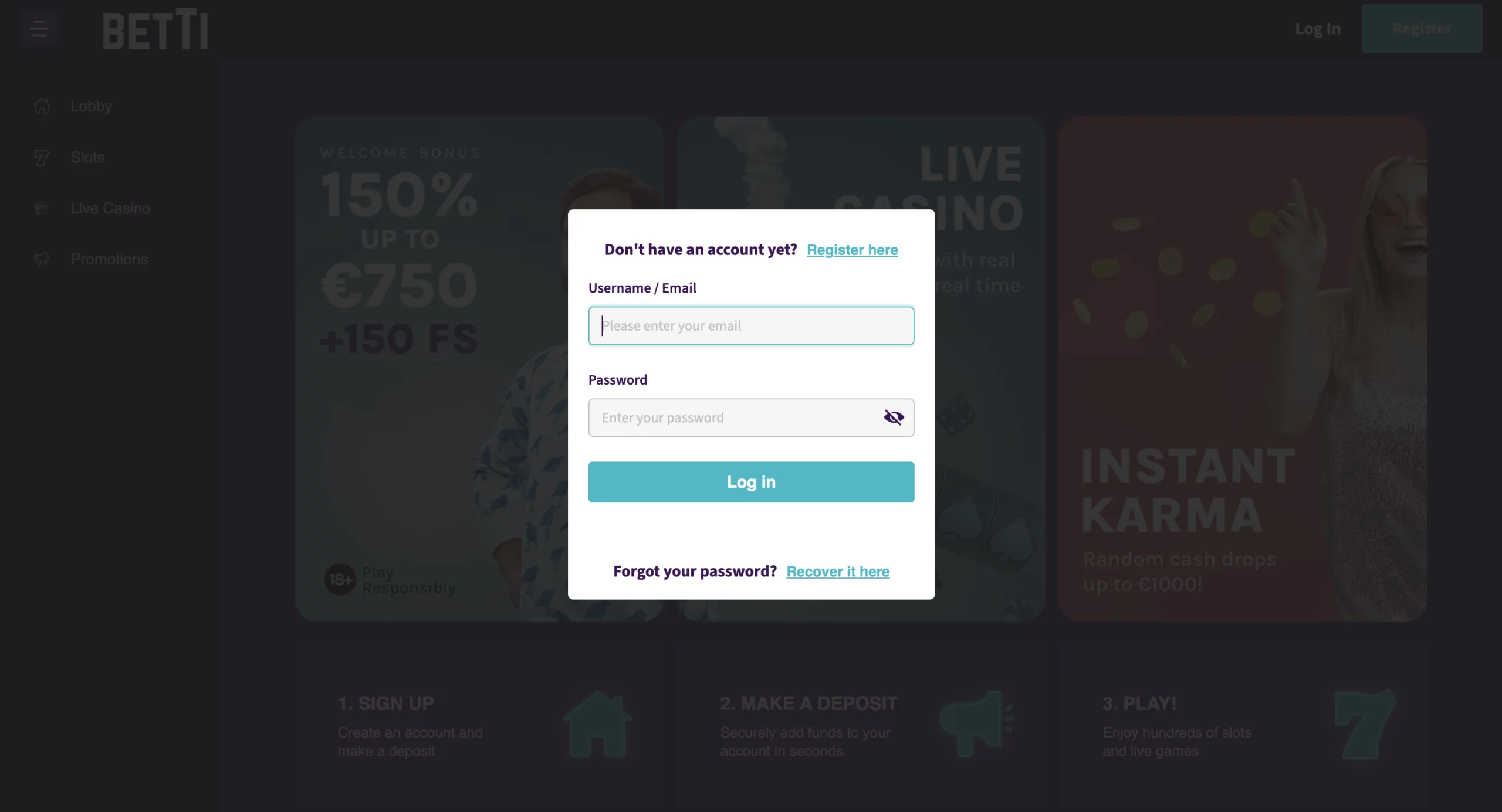 Betti casino login